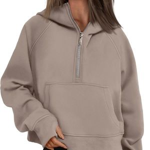 Tan cropped Quarter-Zip Sweatshirt